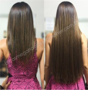 Cabelo com mega hair antes e depois - quantidade de cabelo para mega hair