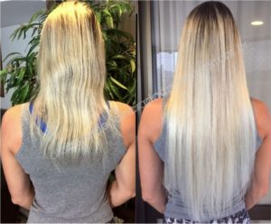 Cabelo com mega hair antes e depois