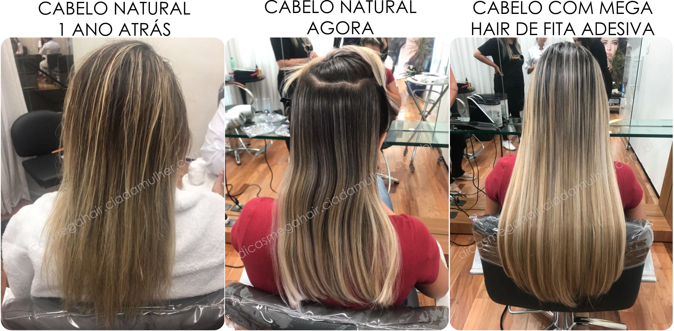 Antes e depois mega hair